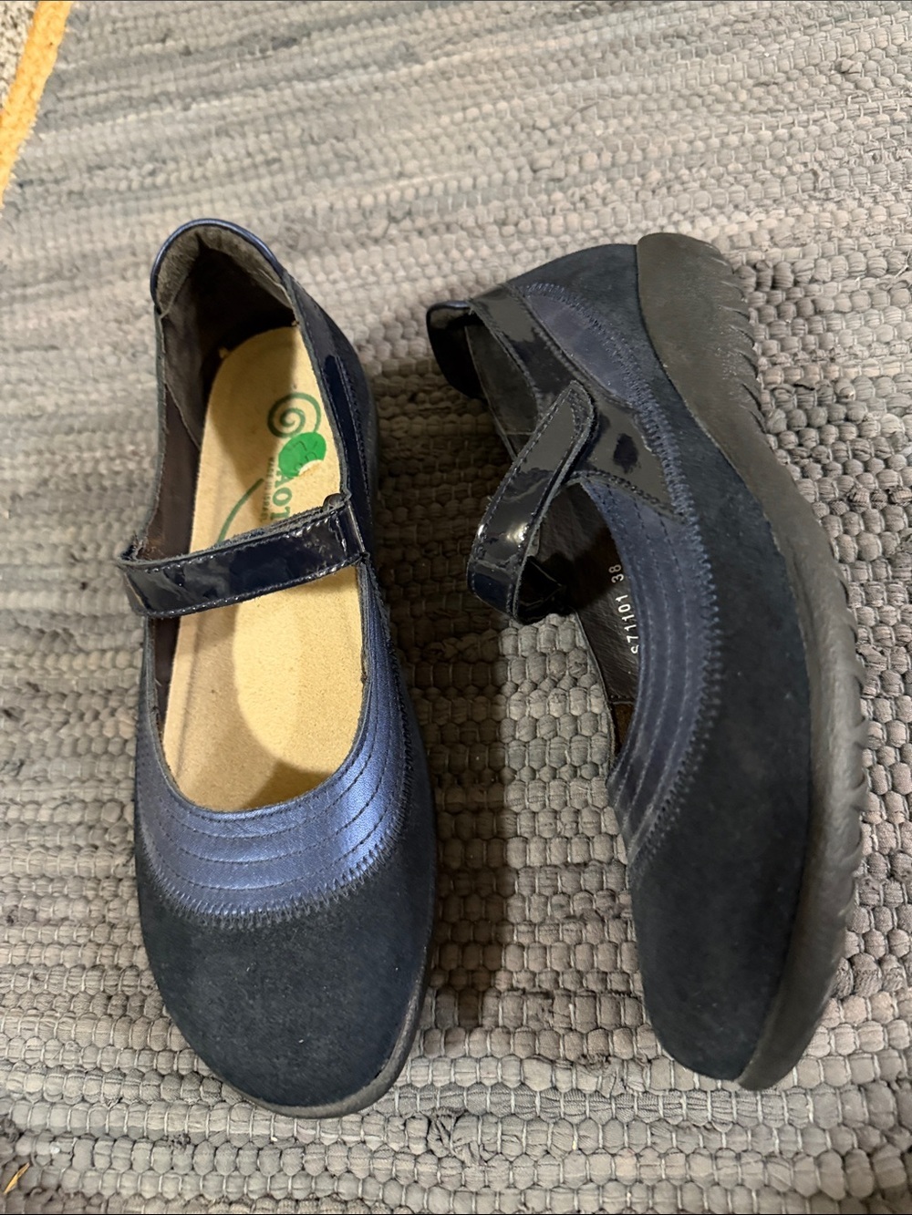 Naot Navy Mary Jane Flats with Patent Strap